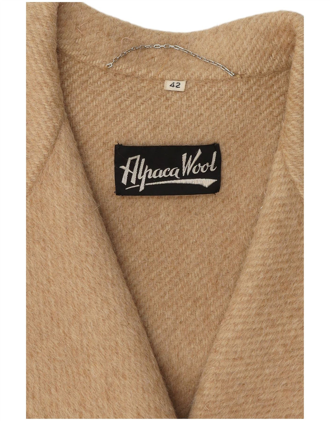 Cappotto doppiopetto vintage da donna IT 42 Lana di alpaca beige medio
