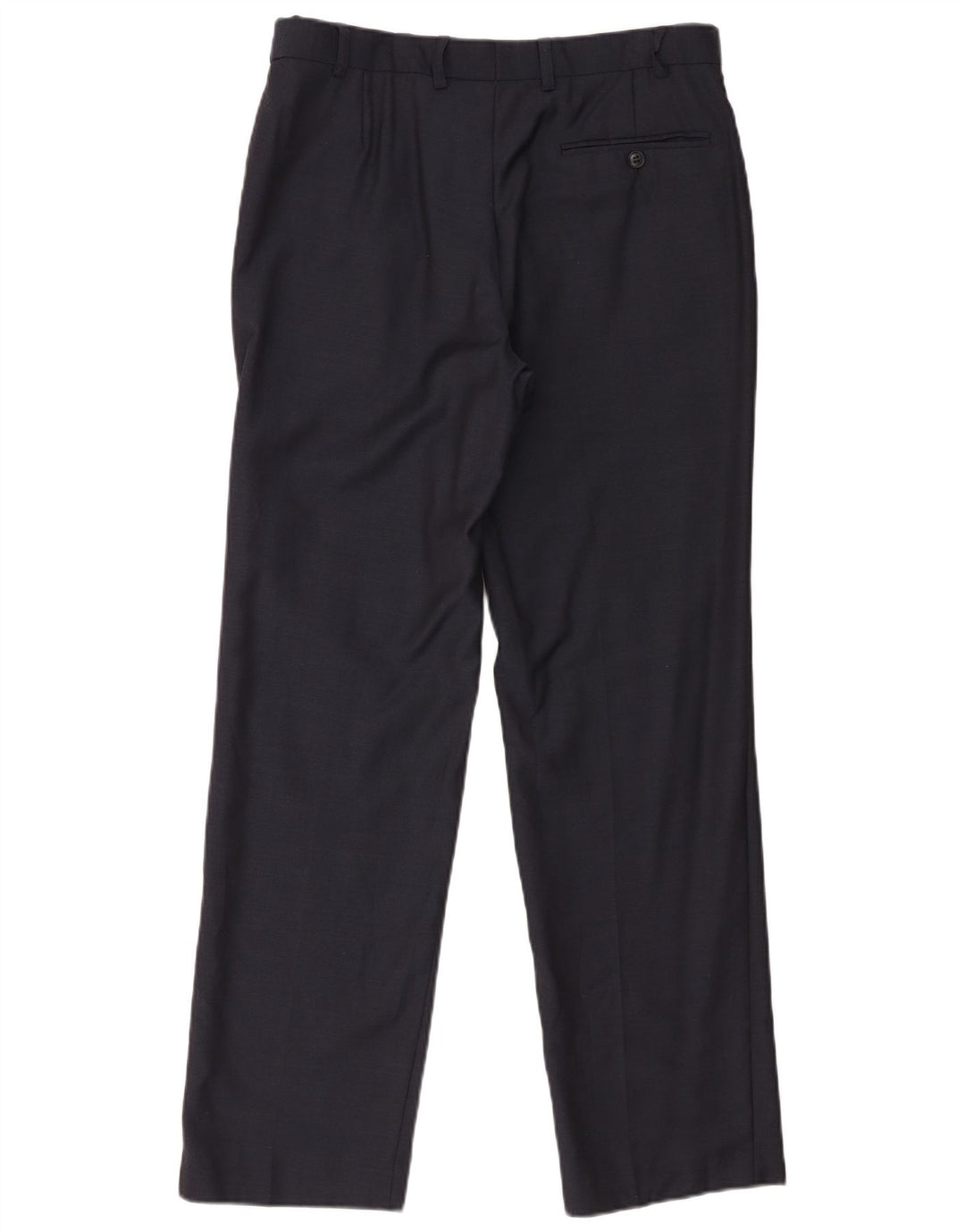 Pantaloni da abito dritti da uomo Marks & Spencer W32 L31 lana blu navy