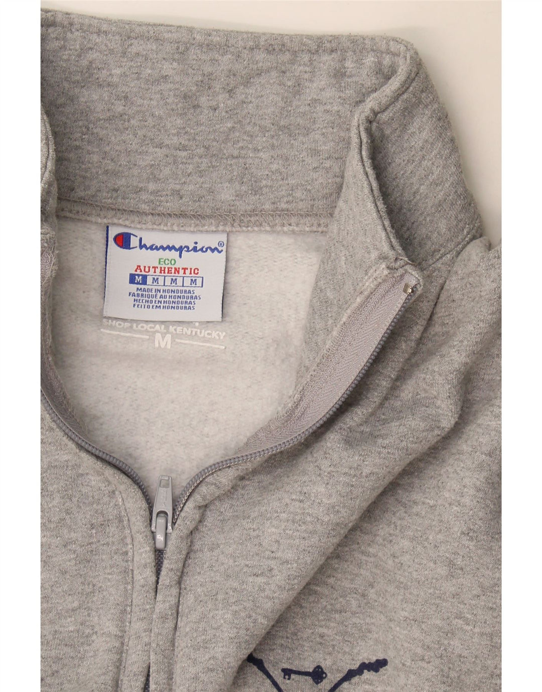 Felpa Champion da uomo con zip e collo, in cotone grigio medio