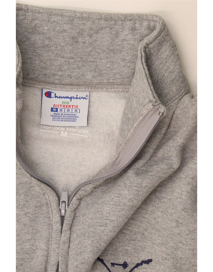 Felpa Champion da uomo con zip e collo, in cotone grigio medio