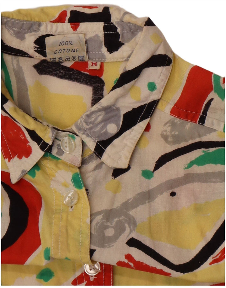 Camicetta camicia oversize da donna vintage UK 14 media multicolore geometrica