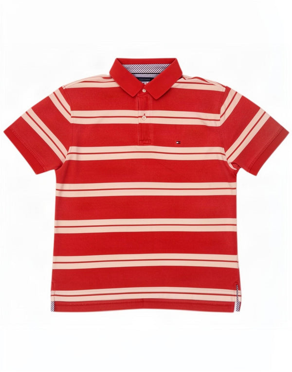 Polo da uomo Tommy Hilfiger grande in cotone a righe rosse