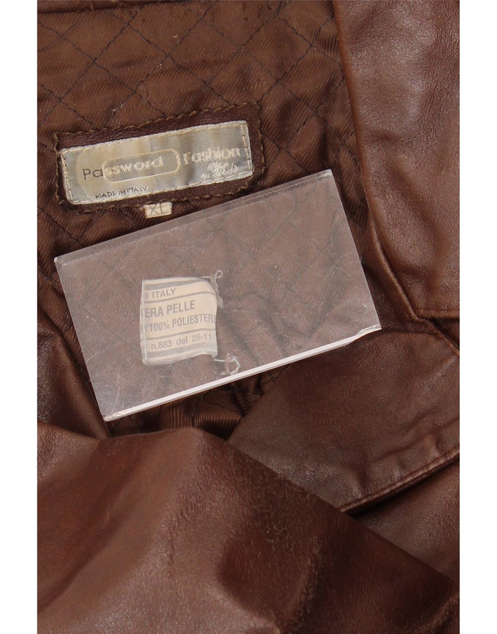 Cappotto in pelle da donna VINTAGE UK 18 XL in pelle marrone