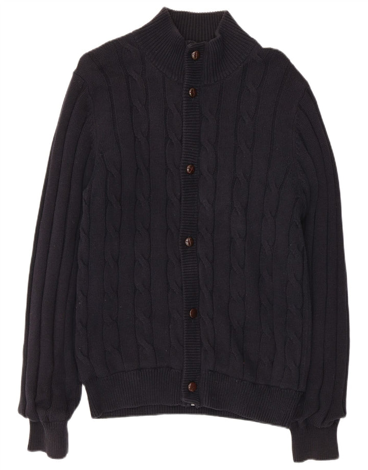 Maglione cardigan blu Harbour da uomo Marks & Spencer piccolo cotone blu navy