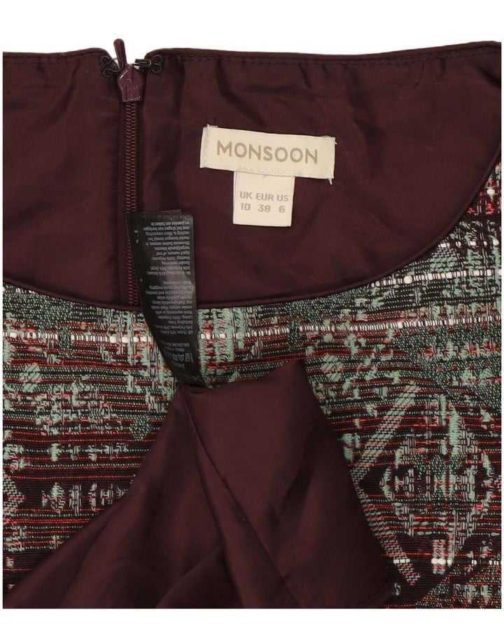 Abito a trapezio da donna Monsoon UK 10 Piccolo geometrico multicolore