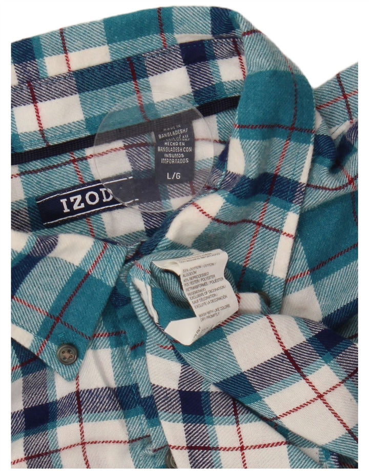 Camicia in flanella da uomo IZOD, cotone a quadri grandi blu