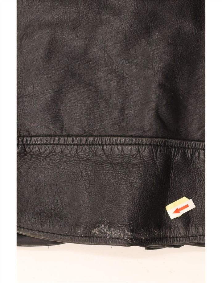 Giacca da motociclista in pelle da uomo VINTAGE UK 36 piccola nera