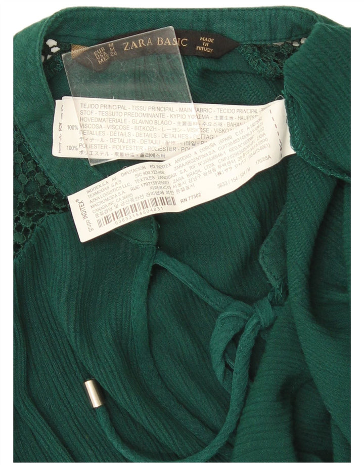 Abito a trapezio da donna Zara UK 14 viscosa verde medio