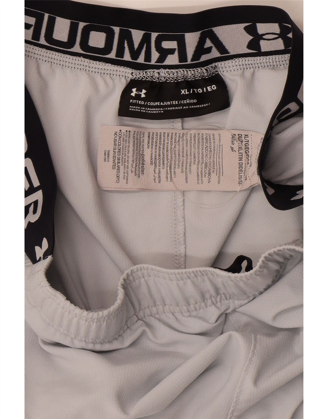 Pantaloncini sportivi grafici aderenti da uomo Under Armour XL poliestere bianco