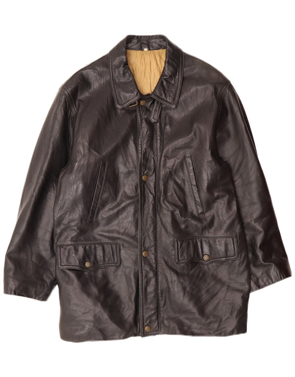 Giacca in pelle da uomo VINTAGE IT 54 2XL Pelle nera