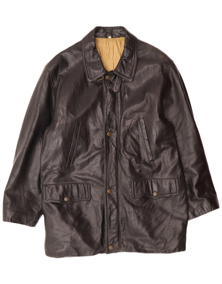 Giacca in pelle da uomo VINTAGE IT 54 2XL Pelle nera