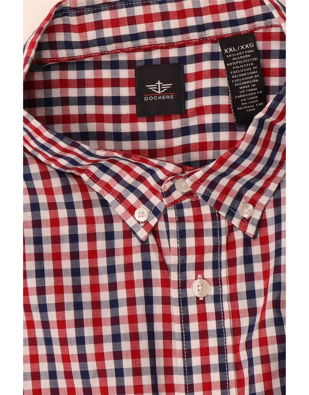 Camicia da uomo Dockers 2XL in cotone a quadretti rossi