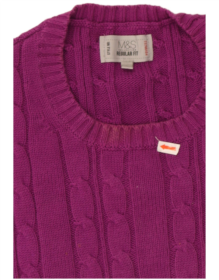 Maglione maglione girocollo da uomo Marks & Spencer grande cotone viola