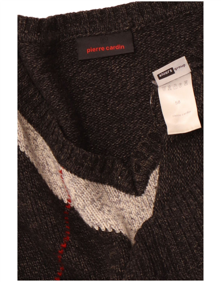 PIERRE CARDIN Maglione da Uomo con Scollo a V IT 58 2XL Grigio Argyle/Diamante