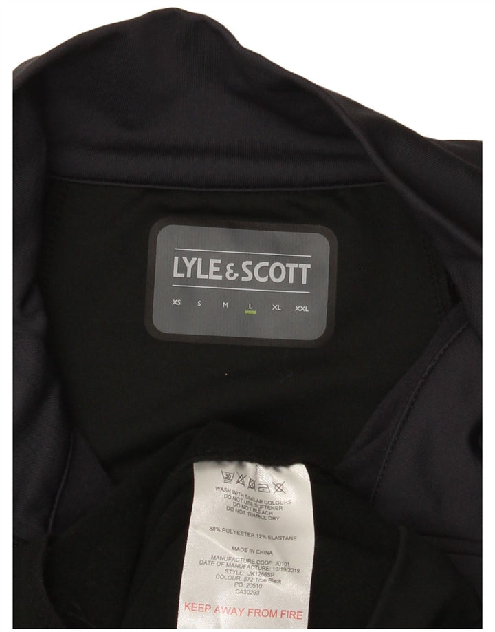 Lyle & Scott Felpa da uomo con collo con zip, maglione grande, colore nero