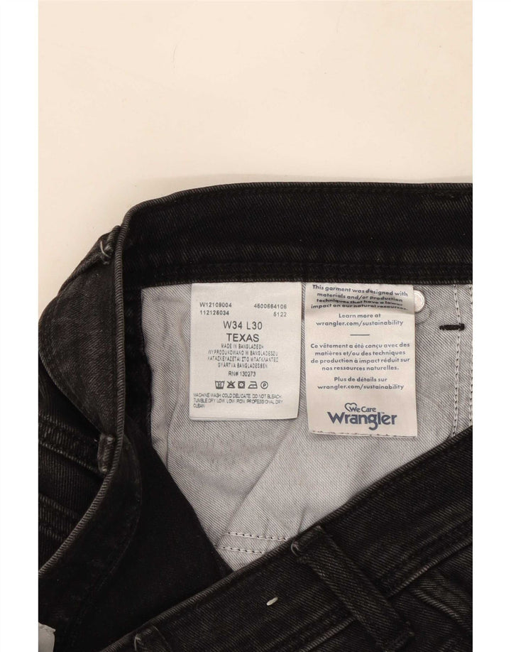 Jeans dritti da uomo Wrangler Texas W34 L30 cotone nero