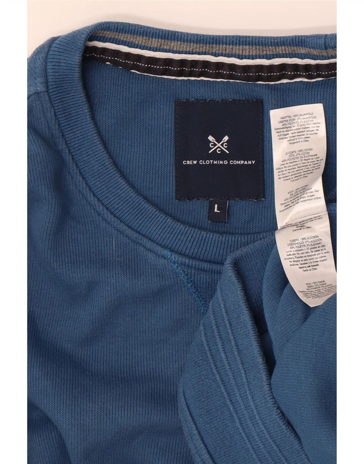 Crew Clothing Maglione girocollo da uomo in cotone blu grande