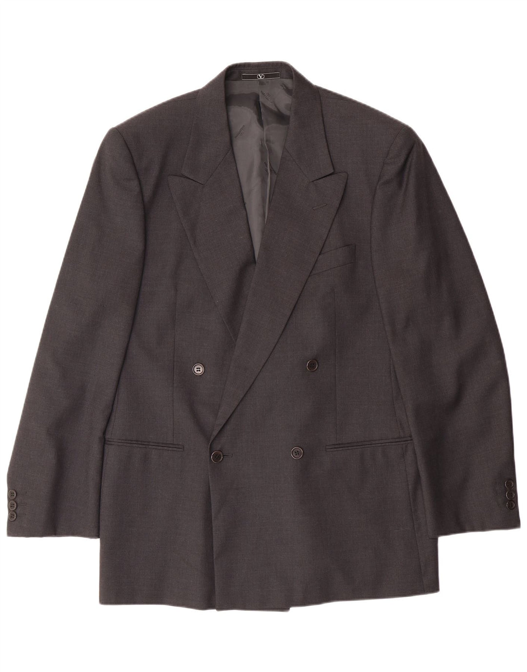 VALENTINO Abito 2 Pezzi Doppio Petto Uomo IT 50 Large W34 L30 Grigio