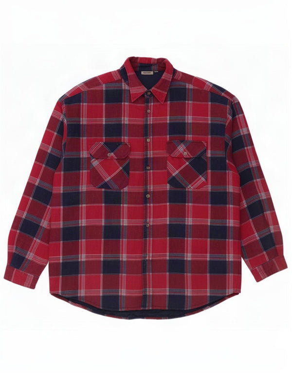Identic Camicia da uomo in flanella da boscaiolo taglia 45/46 2XL Cotone a quadri bordeaux