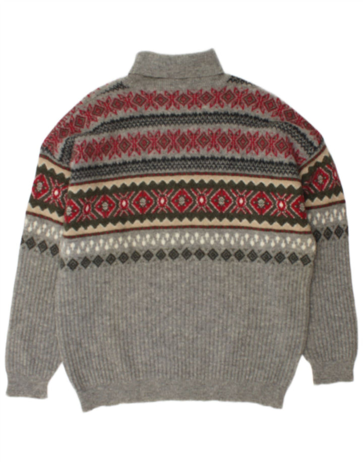 Maglione maglione da uomo a collo alto Stefanel XL grigio Fair Isle