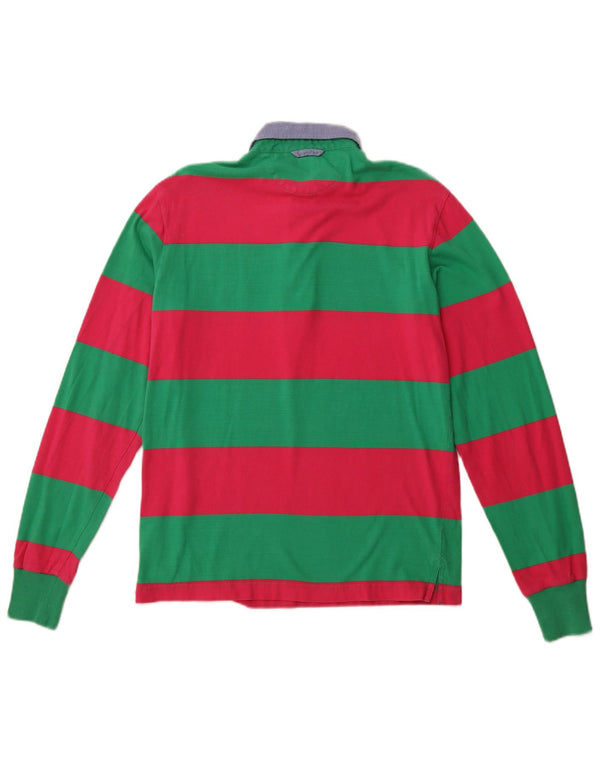 Polo da rugby da uomo a maniche lunghe Gant in cotone a righe verde medio