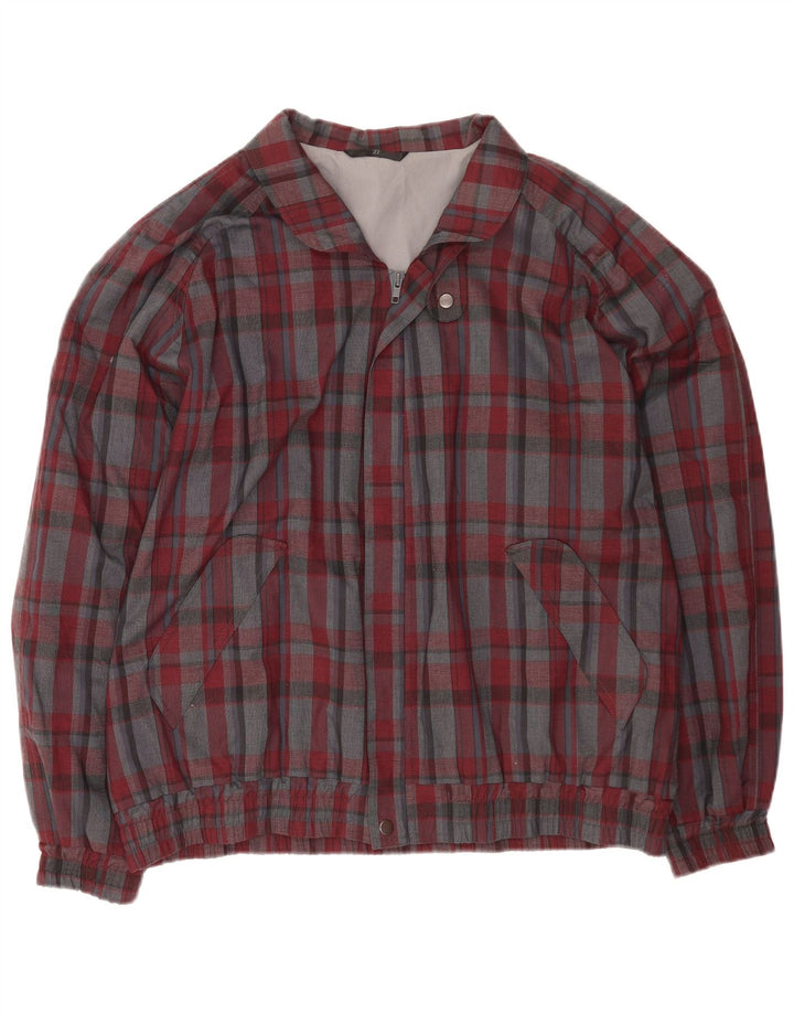 Giubbotto bomber vintage da uomo UK 42 XL poliestere a quadri rossi