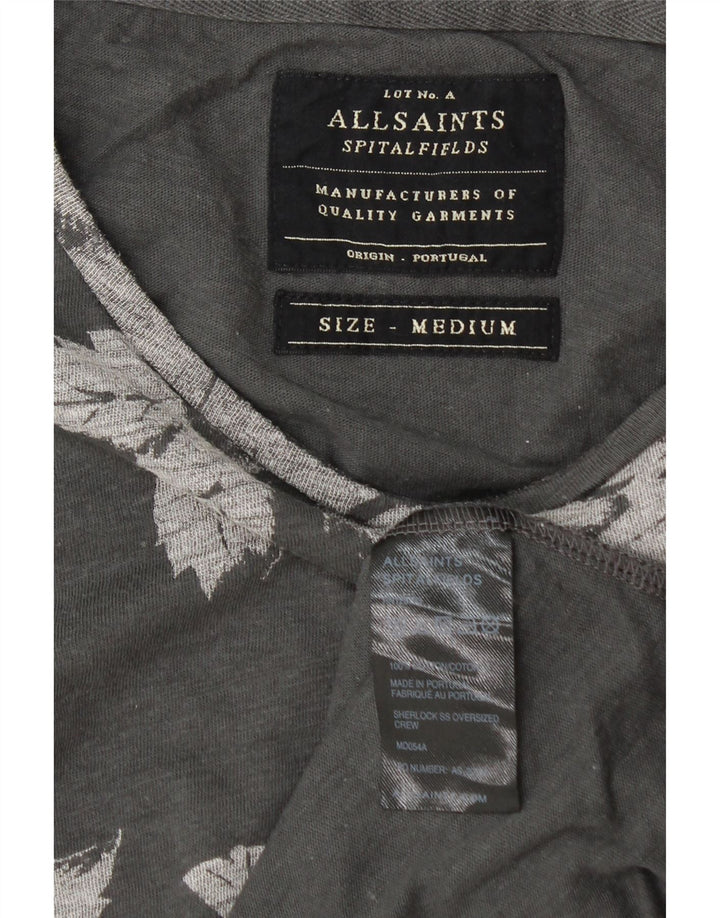 T-shirt da uomo All Saints Top in cotone floreale grigio medio