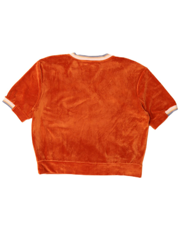 Camicetta oversize in velluto da donna Benetton Top UK 16 Large Arancione Poliestere