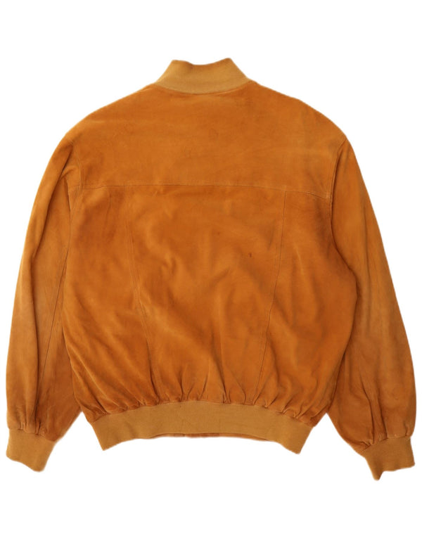 Luca D'altieri Giubbotto Bomber da Uomo in Pelle Scamosciata IT 50 Large in Pelle Beige
