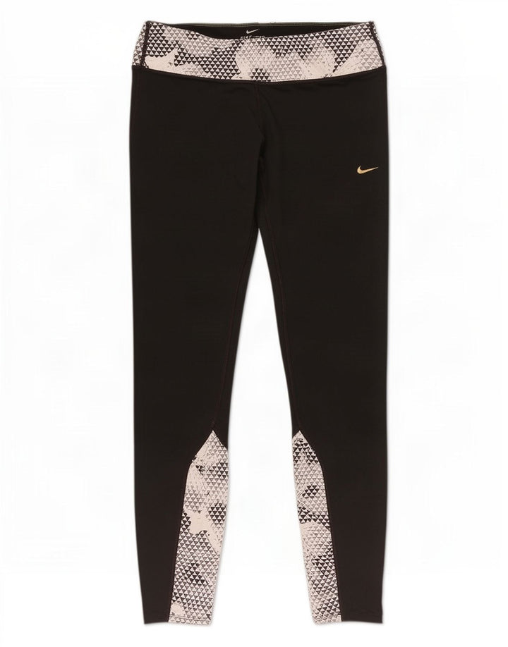 Leggings Nike Dri Fit da donna UK 14 poliestere geometrico nero medio