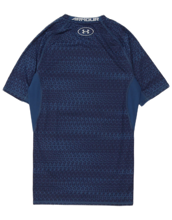 Maglietta Under Armour da uomo Heat Gear Top medio blu navy geometrico