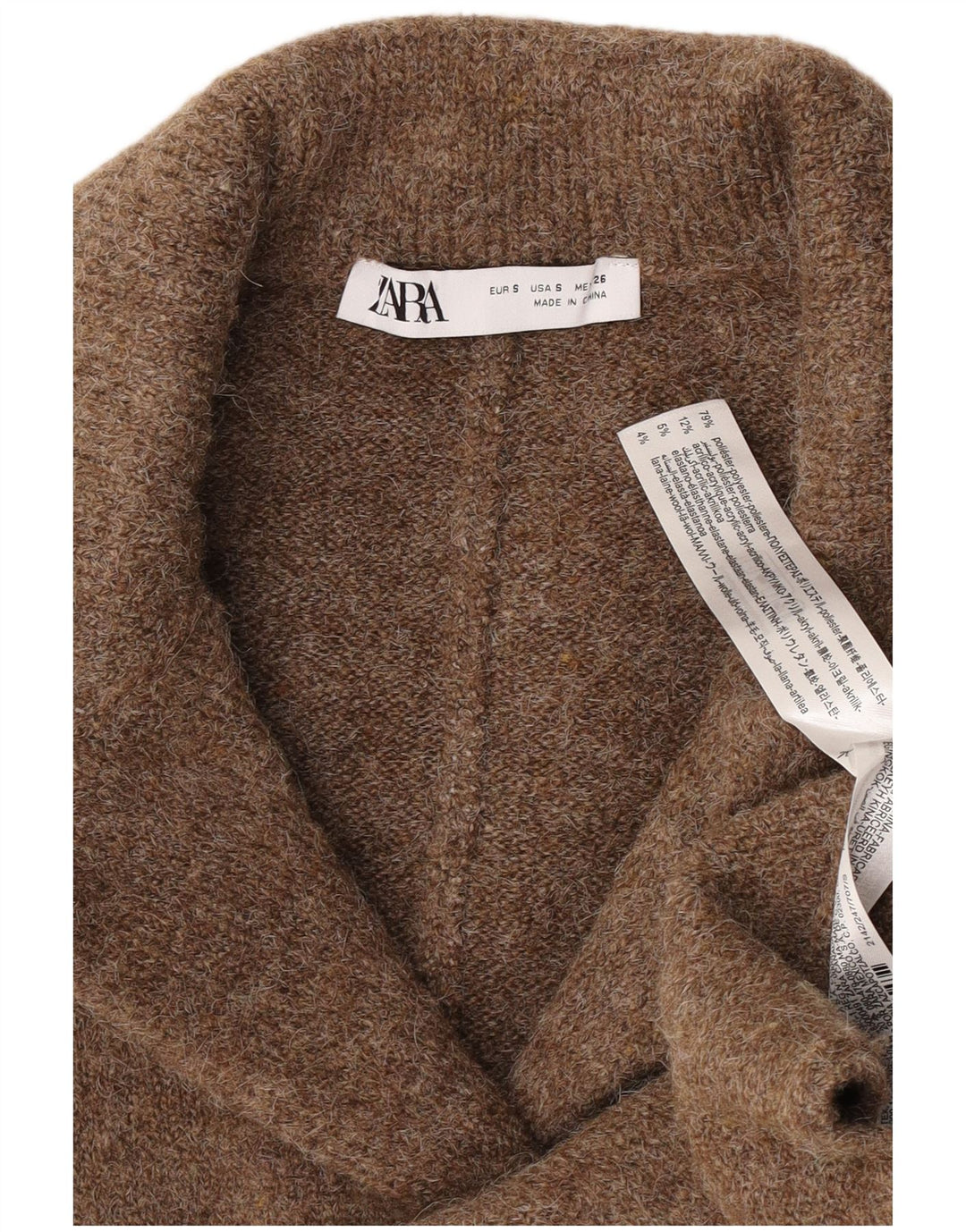 Maglione cardigan oversize da donna Zara UK 10 piccolo poliestere marrone
