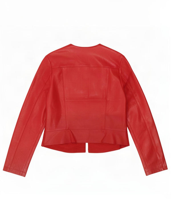 Giacca corta da donna in ecopelle Zara da donna UK 12 poliestere rosso medio