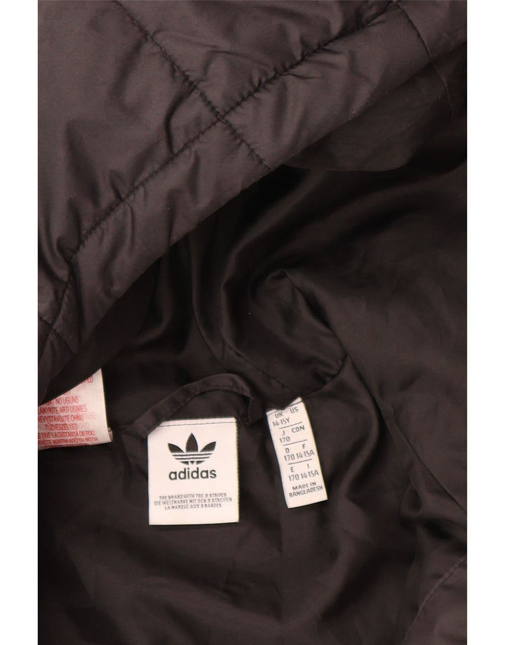 Giacca imbottita con cappuccio con grafica Adidas da ragazzo 14-15 anni in poliestere nero