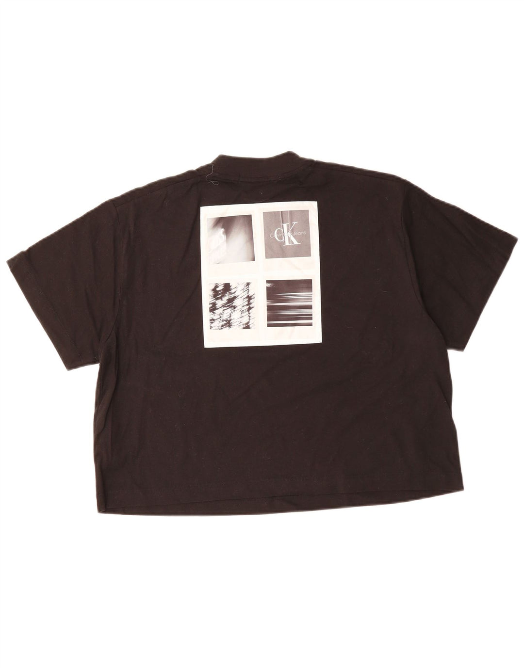 CALVIN KLEIN T-shirt corta con grafica oversize da donna UK 10 piccola nera