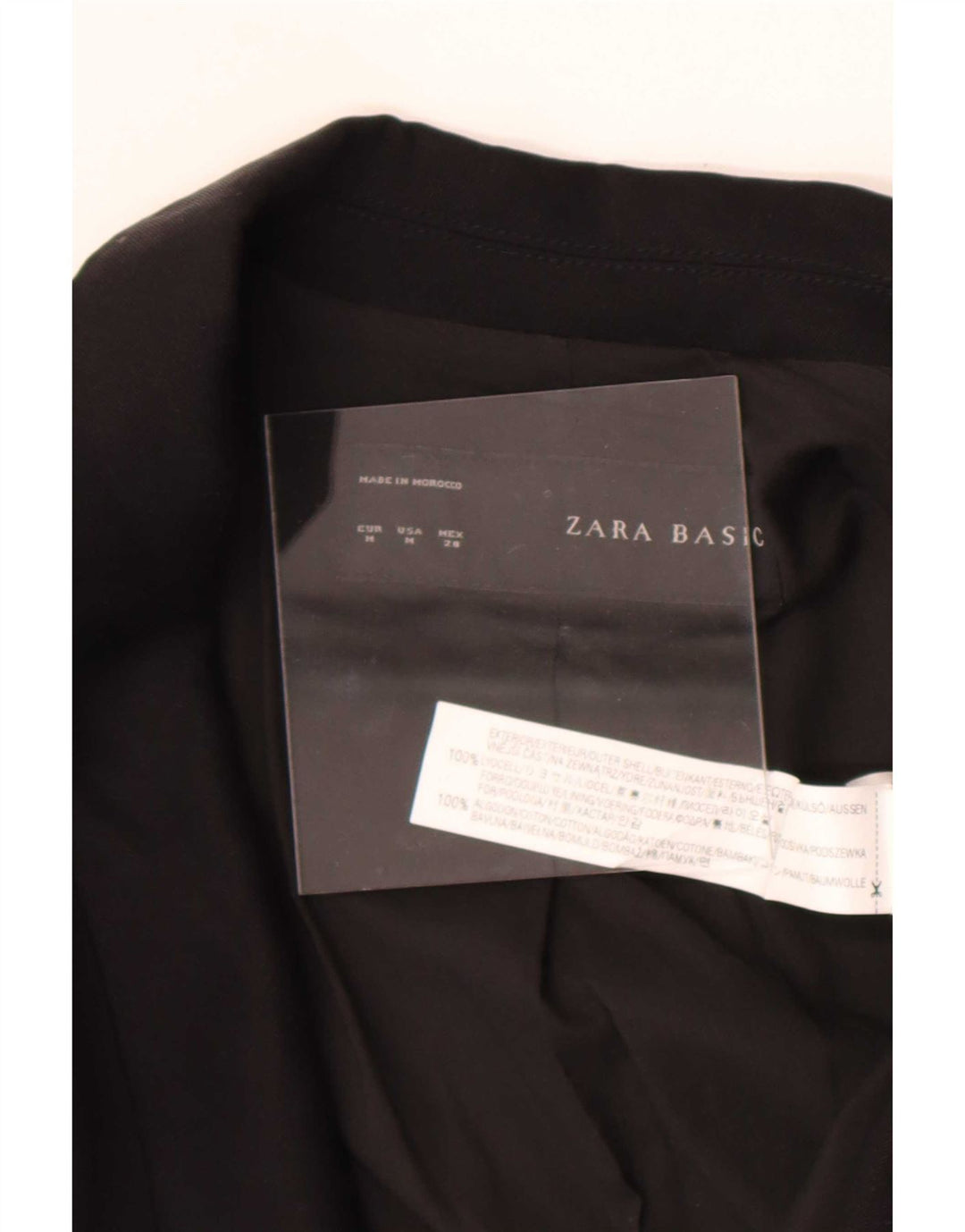 Giacca blazer aperta da donna con maniche a 3/4 Zara UK 14 Lyocell nero medio