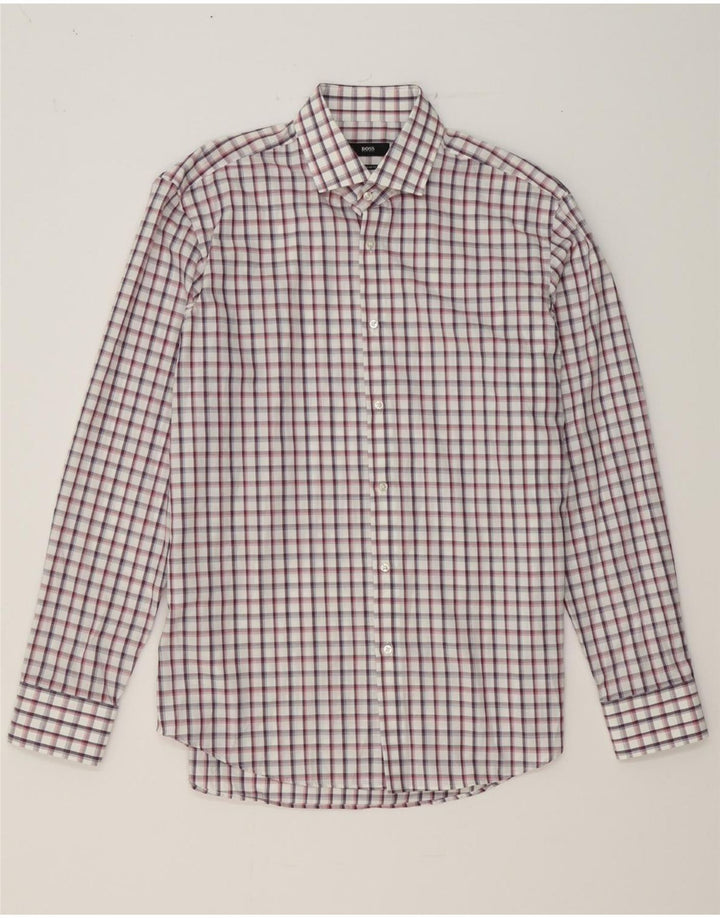 HUGO BOSS Mens Regular Fit Shirt Size 41 16 Large Multicoloured Check Vintage Hugo Boss and Second-Hand Hugo Boss from Messina Hembry 