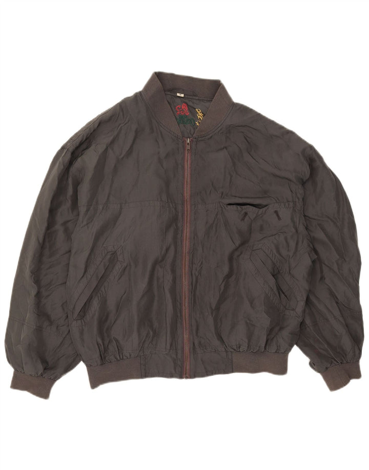 Giubbotto bomber vintage da uomo UK 38 in seta grigio medio