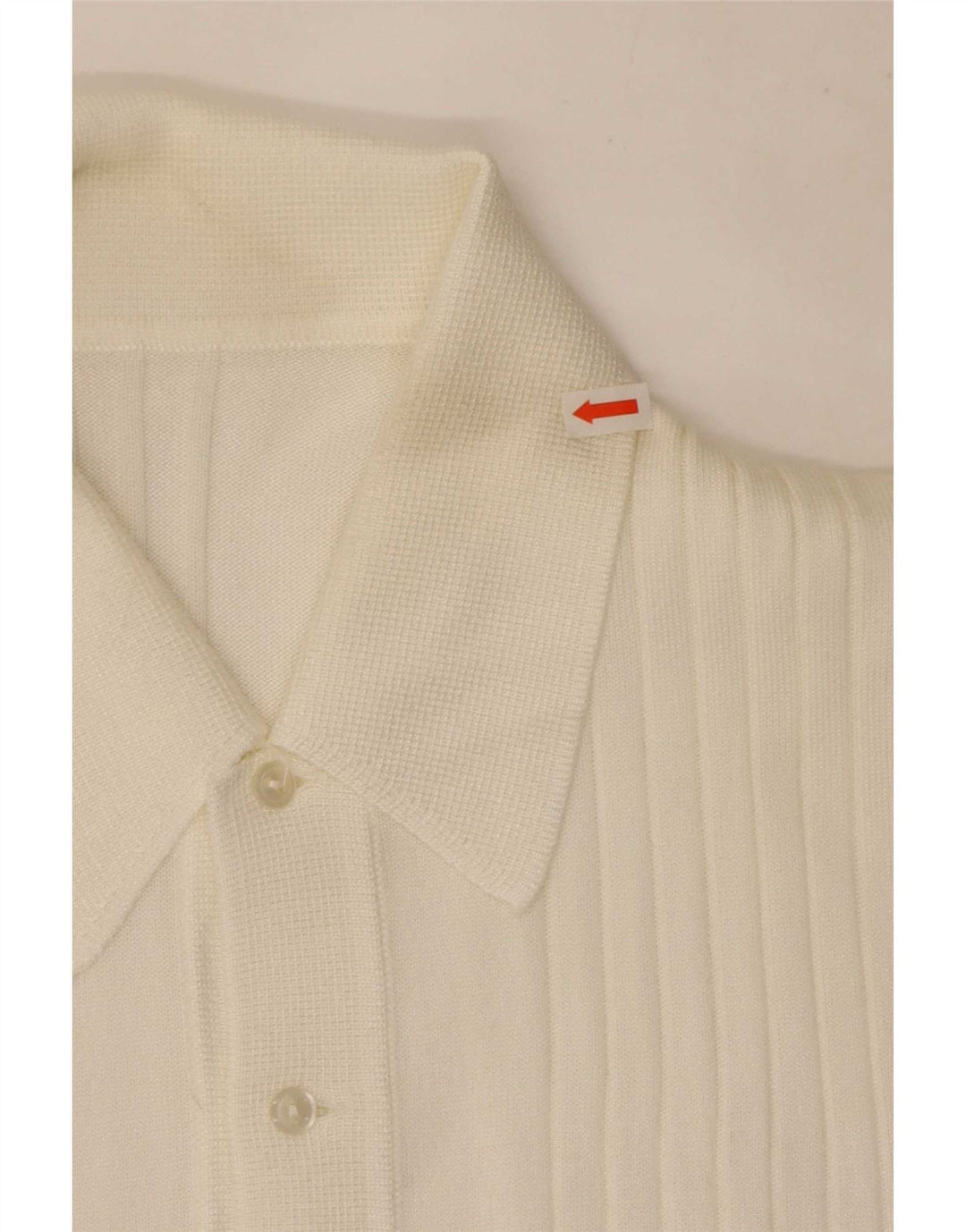 Maglione vintage da uomo a maniche corte con collo a polo bianco medio