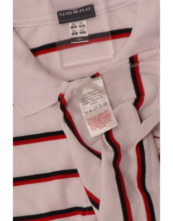Polo da uomo Umbro 2XL poliestere a righe bianche