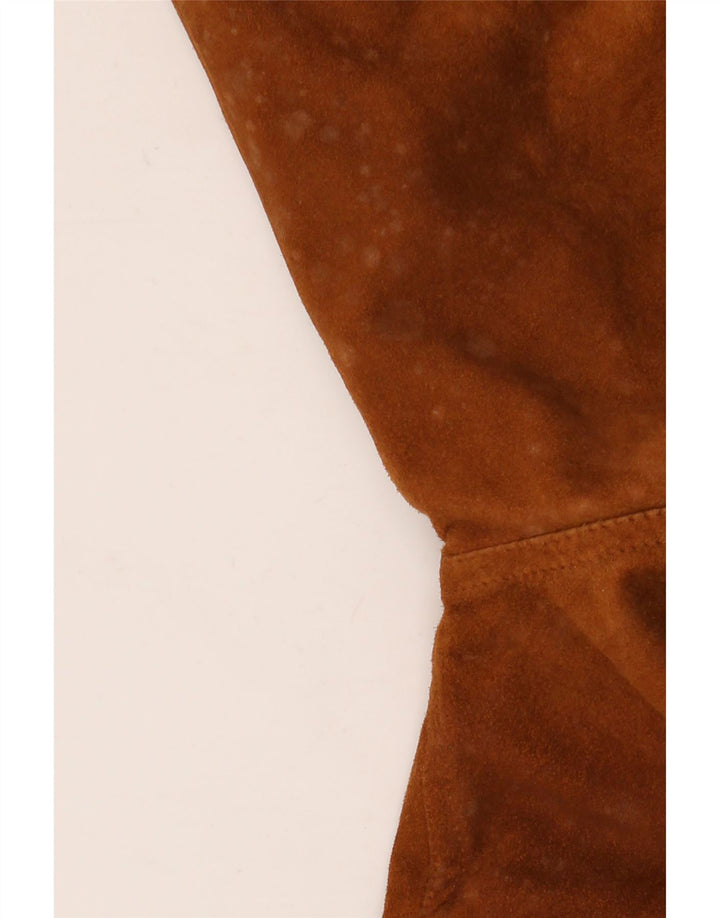 Giubbotto bomber vintage in pelle scamosciata da uomo IT 52 XL in pelle marrone