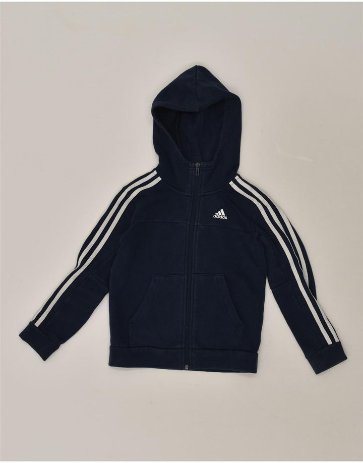 ADIDAS Boys Zip Hoodie Sweater 7-8 Years Navy Blue Cotton | Vintage Adidas | Thrift | Second-Hand Adidas | Used Clothing | Messina Hembry 