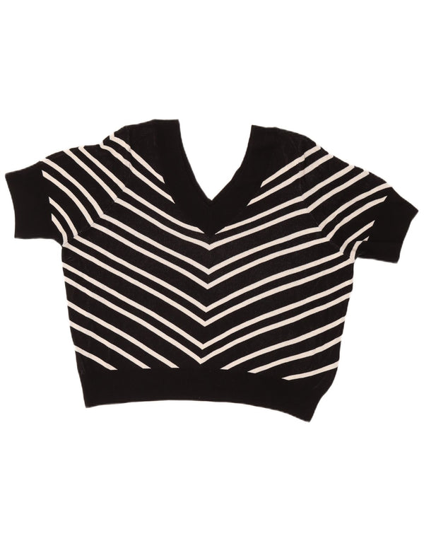 Maglione maglione con scollo a V da donna Marks & Spencer UK 22 3XL a righe nere