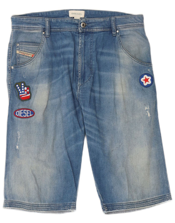 Pantaloncini di jeans da donna DIESEL UK 16 Large W32 Blu