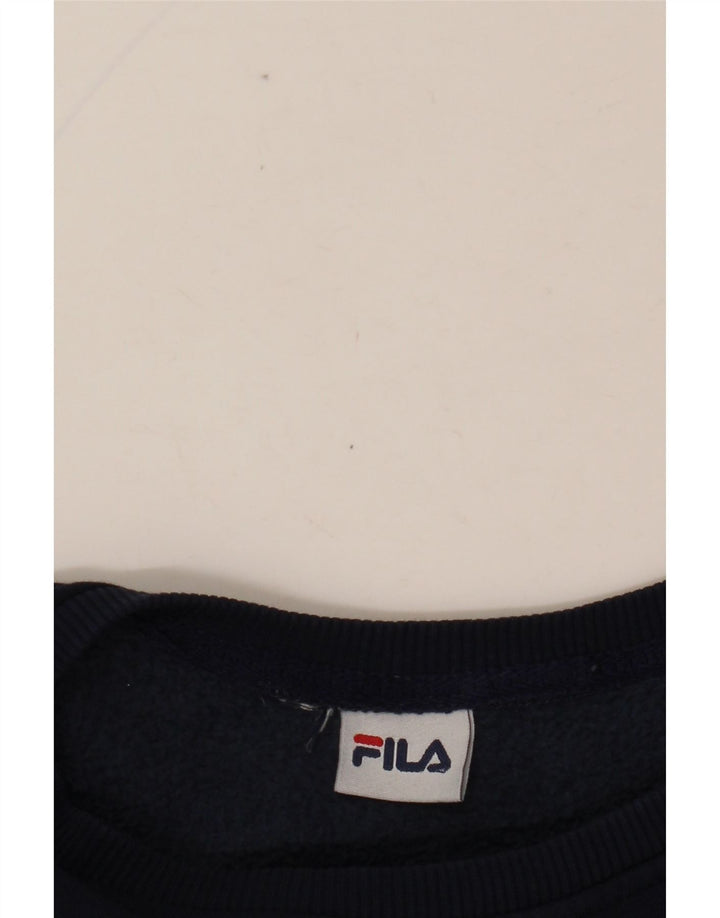 Felpa grafica da donna FILA Maglione UK 12 Medium Blu Navy Colourblock