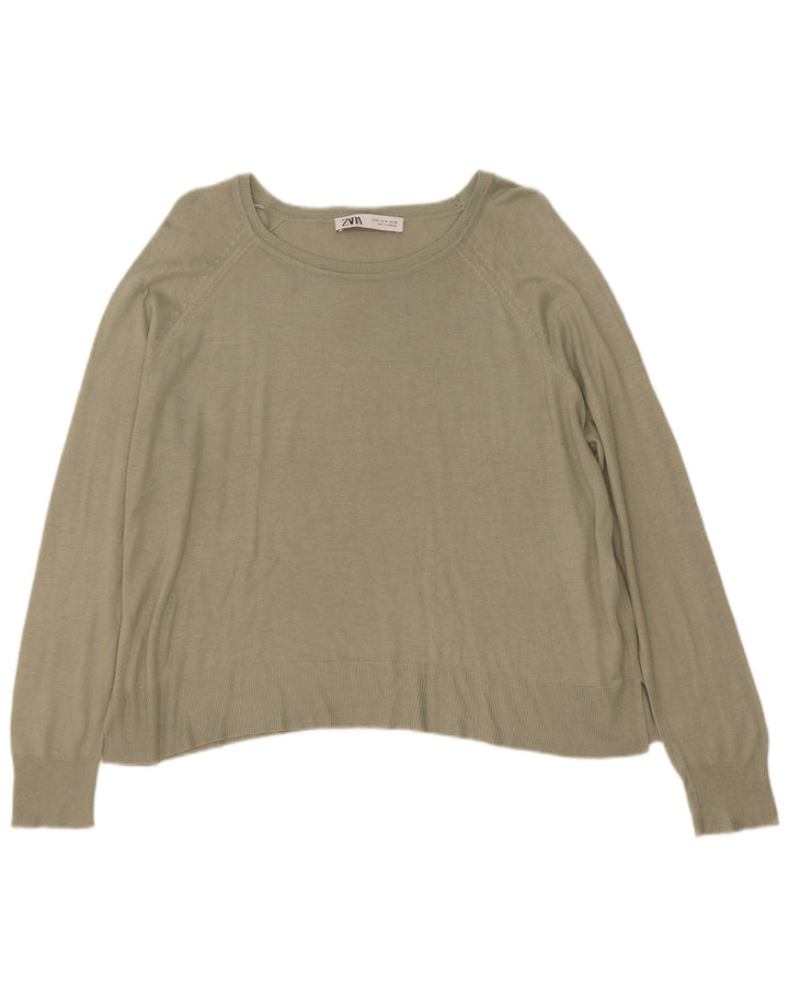 Top Zara da donna, vestibilità ampia, vestibilità ampia, UK 14, viscosa kaki media