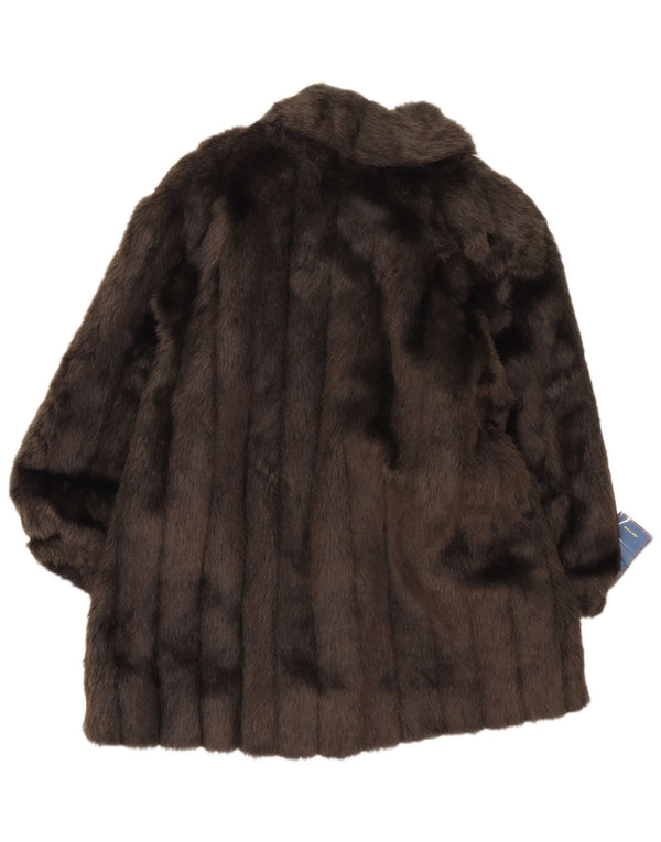 Cappotto da donna in pelliccia sintetica Nicola D'Angelo UK 16 grande marrone