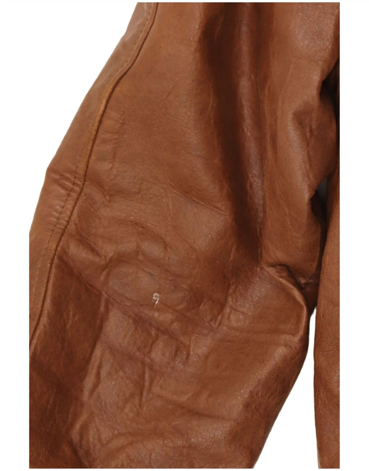 Giacca in pelle vintage da uomo EU 52 grande marrone