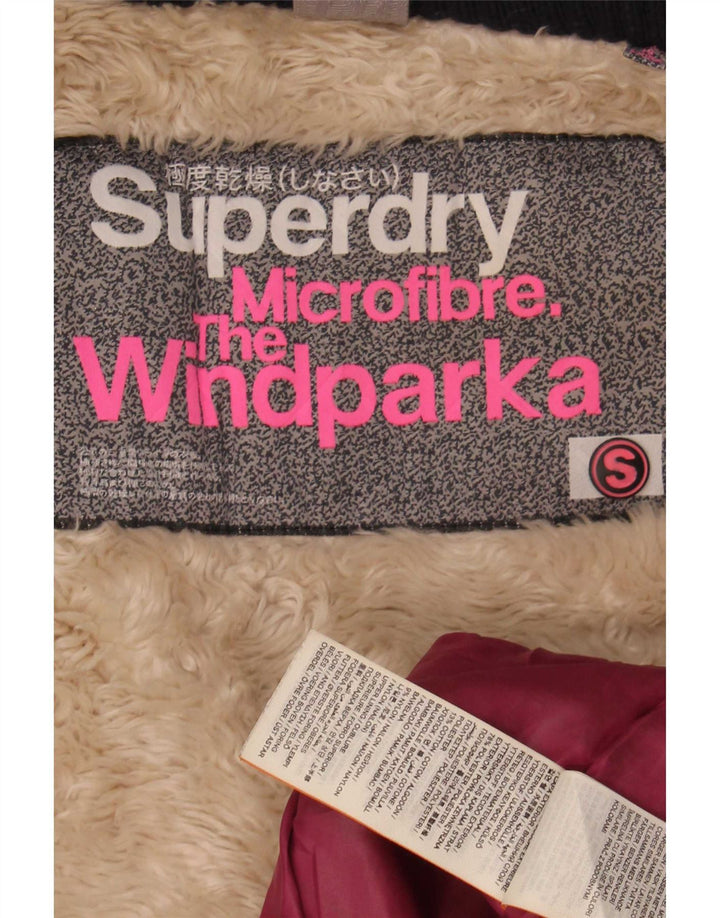 Giacca Parka Sherpa da donna con cappuccio Superdry UK 10 Small Poliestere blu navy