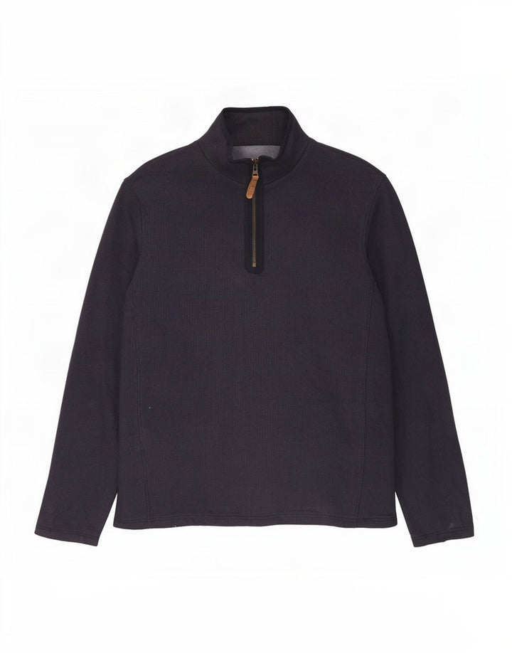 Felpa da uomo con collo con zip Mountain Warehouse Maglione medio in cotone blu navy